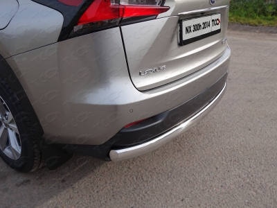 Защита заднего бампера овальная 75х42 мм ТСС для Lexus NX-300h 2014-2017